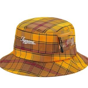 Supreme Yellow and Brown Plaid Bucket Hat